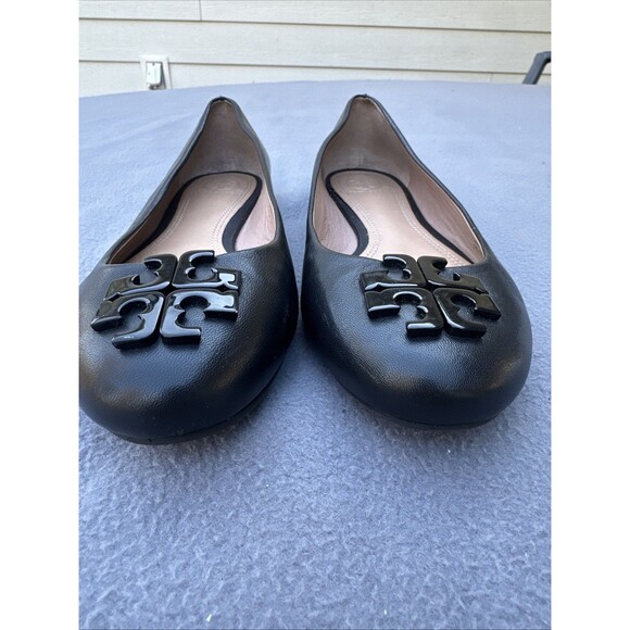 Tory Burch Lowell 2 Leather Ballet Flats Womens Size 7M Black Logo - Picture 9 of 9